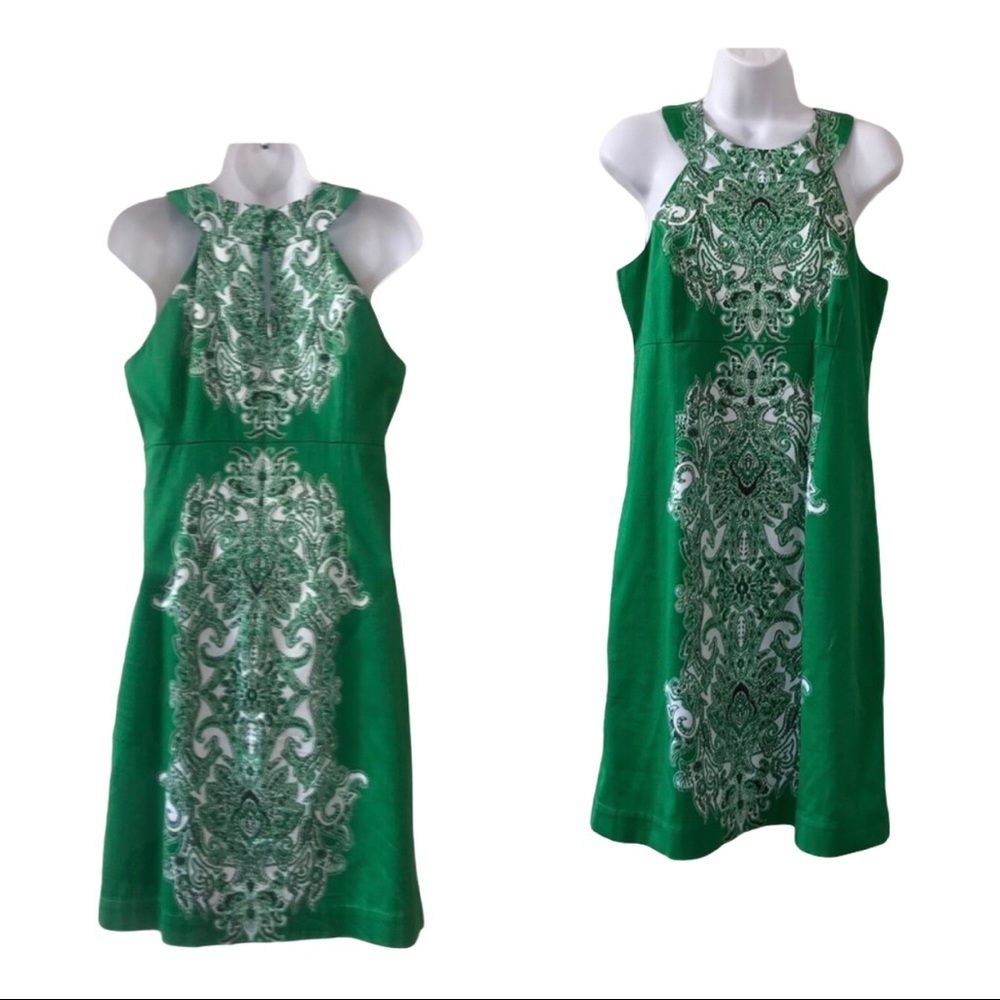 INC Kelly green paisley career dress - Picture 2 of 8